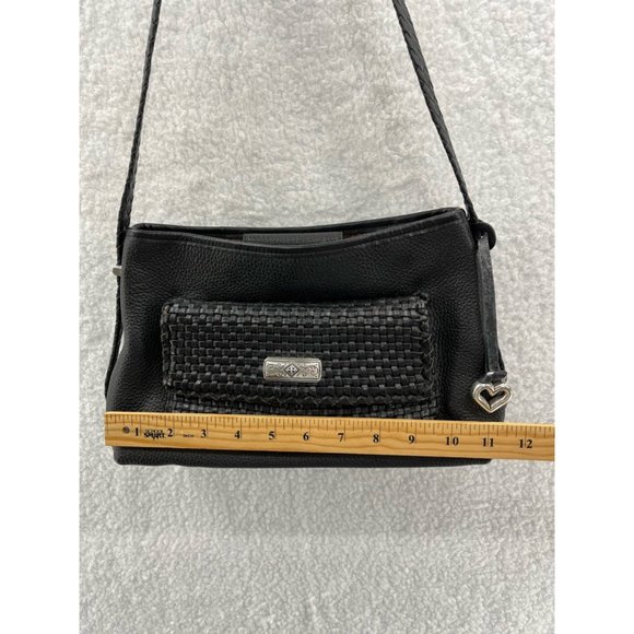 Brighton Womens Shoulder Bag Black Leather Magnetic Basket Weave S - Picture 6 of 12
